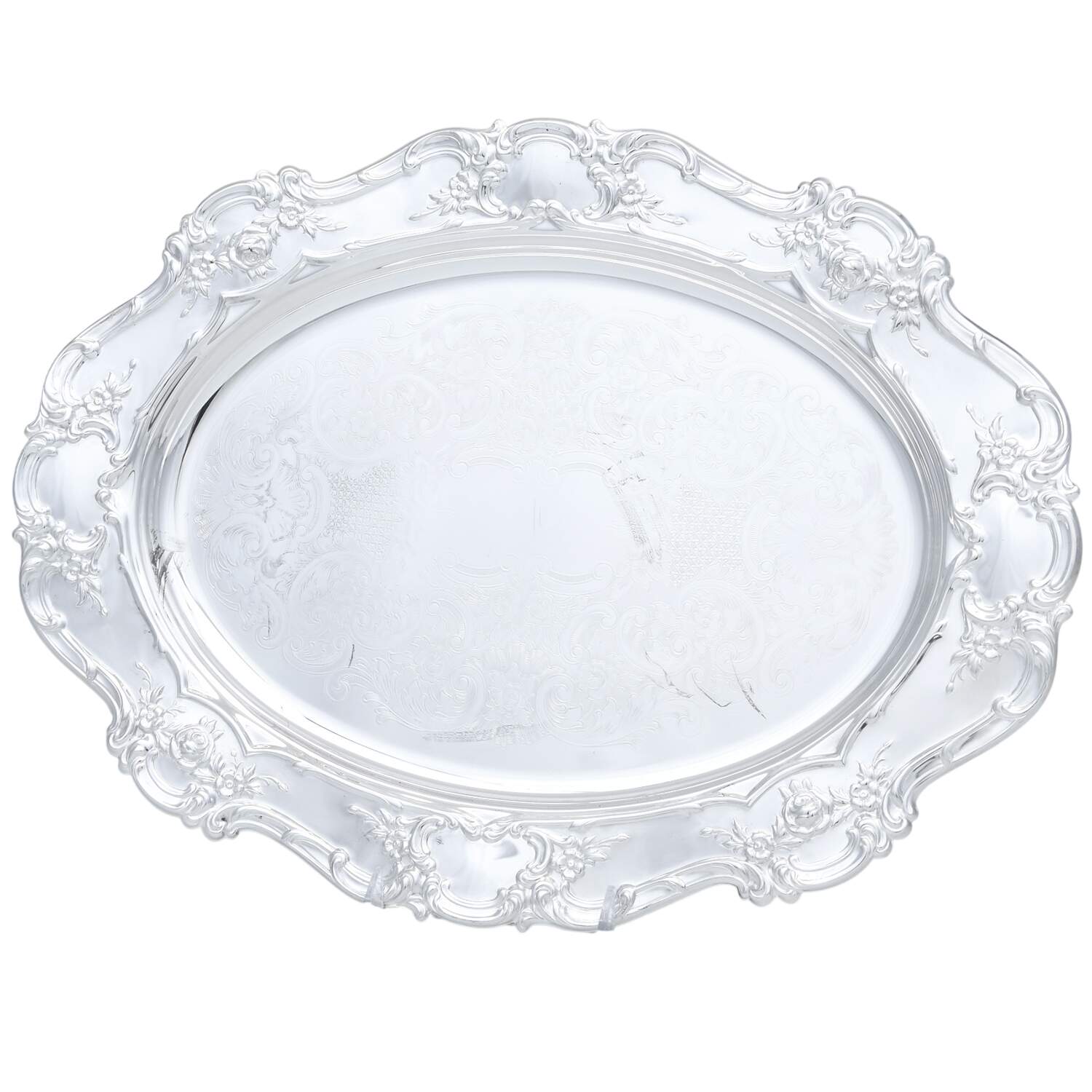 Old Master-Embossed(Silverplate, Roses-Scrolls) Relish Serving Tray by Towle Silver-1