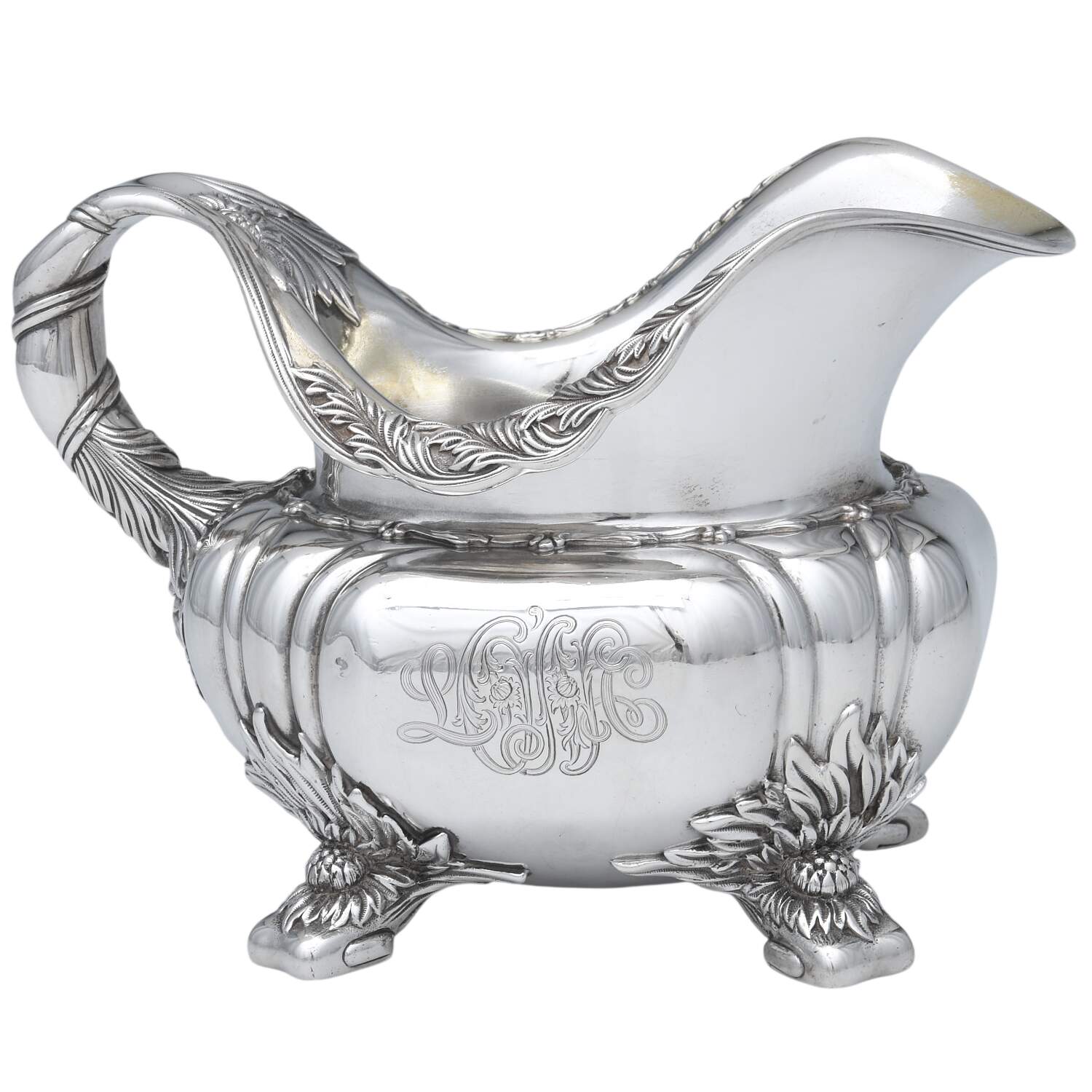 Chrysanthemum (Strl, 1880, Hlwr, 925-1000, FloralEdge) Creamer by Tiffany & CO SILVER-1