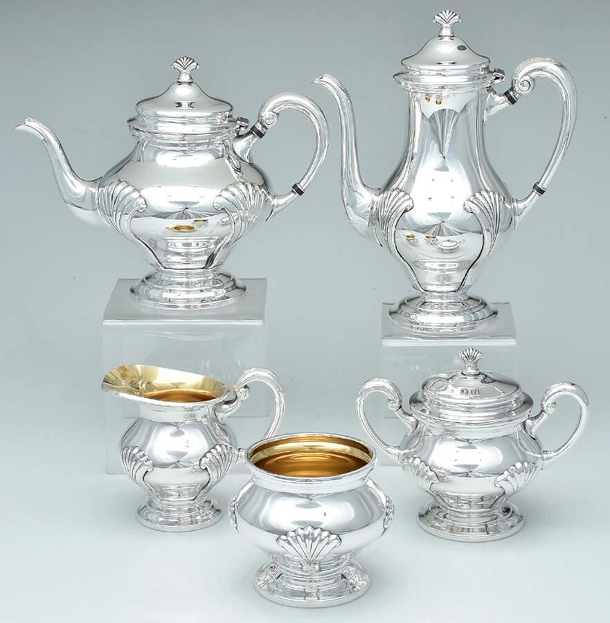 Onslow (Silverplate, Hollowware) 5-Piece Plated Tea Set (with Waste) by Tuttle-1