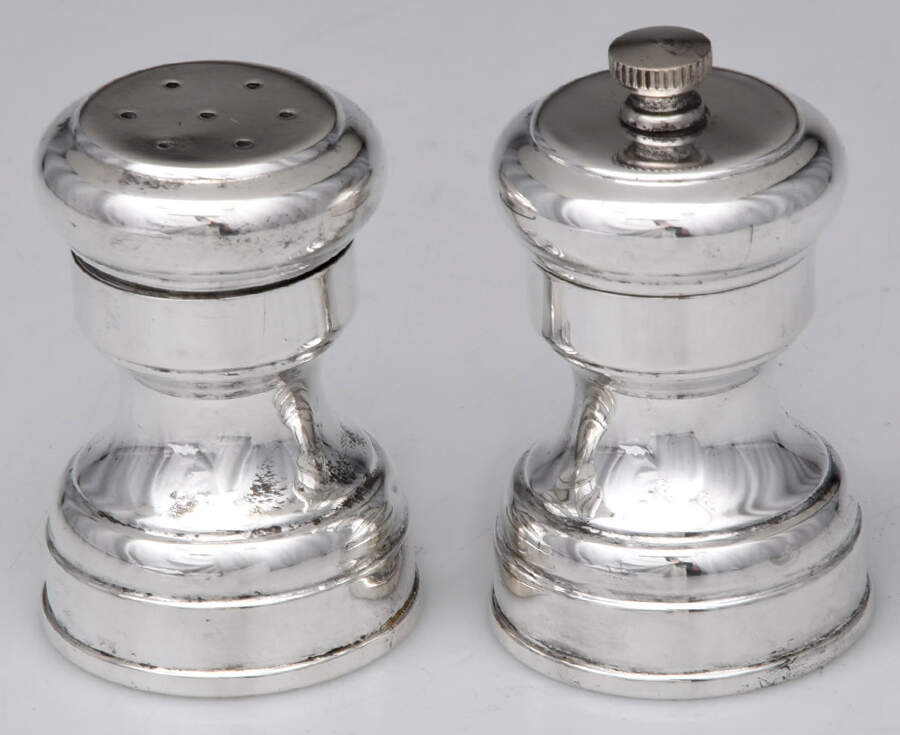 7 (Sterling, Hollowware) Weighted Salt Shaker & Pepper Mill Set by Tiffany & CO SILVER-1