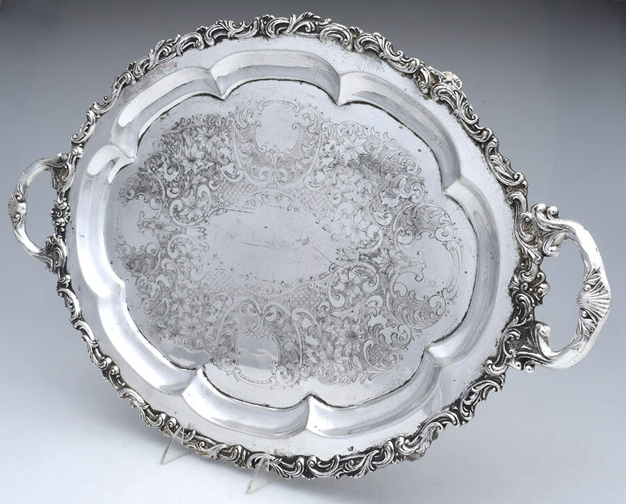 Silverplate Hollowware 19" Footed Waiter Tray by Theodore B Starr-1
