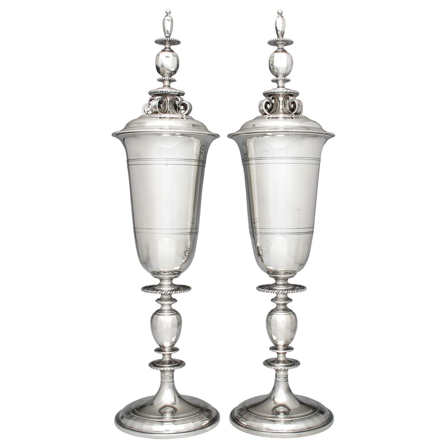 19537 (Sterling, Hollowware) Pair of 19" Covered Urn by Tiffany & CO SILVER-1