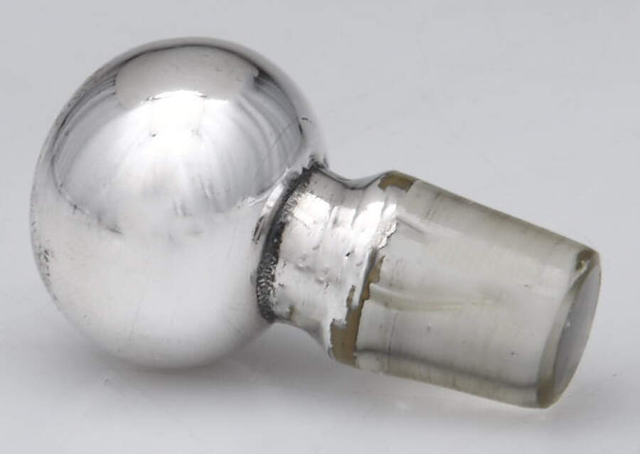 Sterling Hollowware Crystal Perfume Bottle Stopper with Stering Overlay by Unknown Manufacturer-1