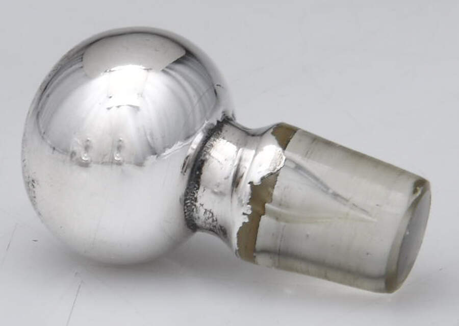 Sterling Hollowware Crystal Perfume Bottle Stopper with Stering Overlay by Unknown Manufacturer-1