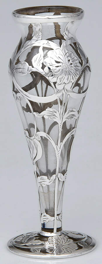 Sterling Hollowware Crystal Bud Vase with Sterling Overlay by Unknown Manufacturer-1
