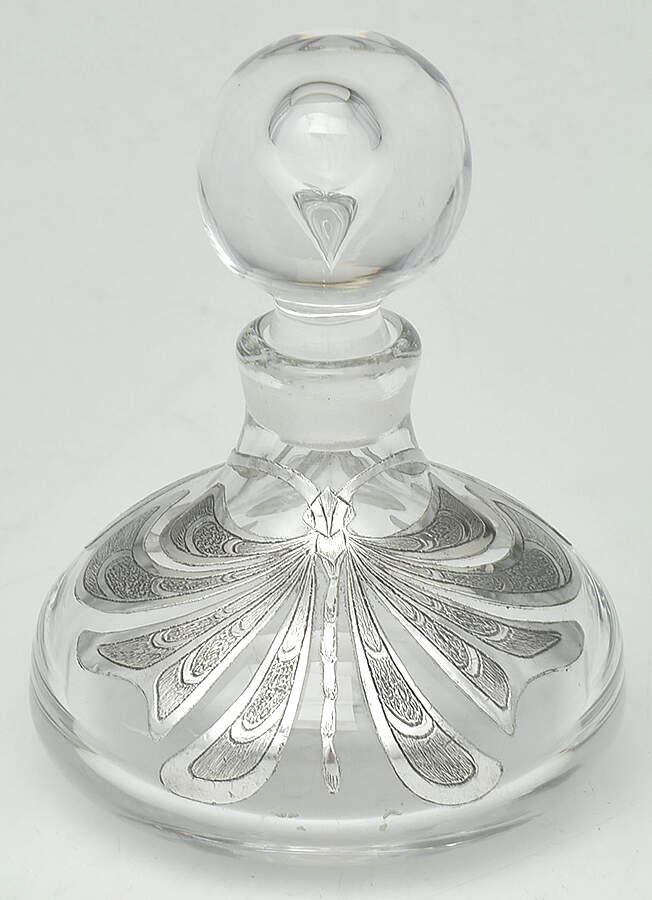 Sterling Hollowware Crystal Perfume Bottle with Sterling Overlay by Unknown Manufacturer-1