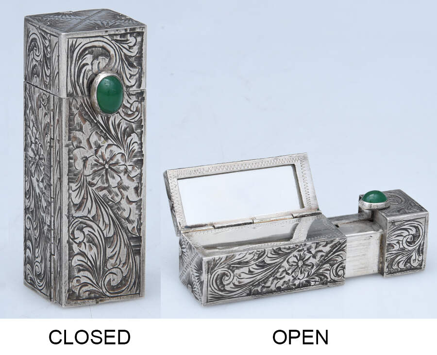 Sterling Hollowware Lipstick Holder with Mirror by Unknown Manufacturer-1