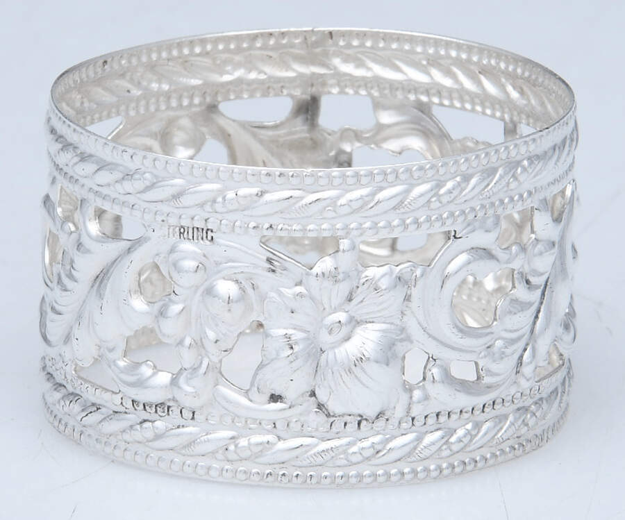 Sterling Hollowware Pierced Sterling Napkin Ring by Unknown Manufacturer-1
