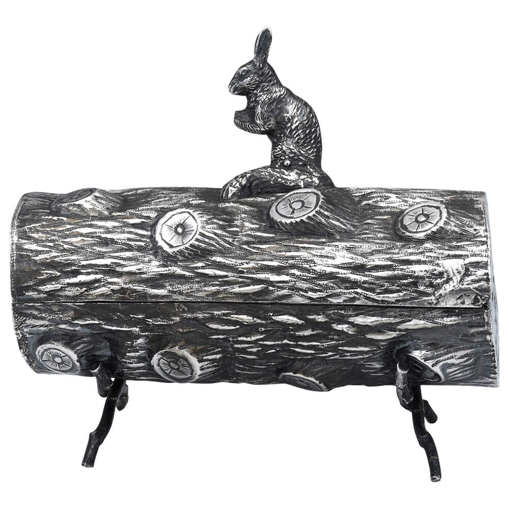 Sterling Hollowware Figural Box with Hinged Lid by Unknown Manufacturer-1