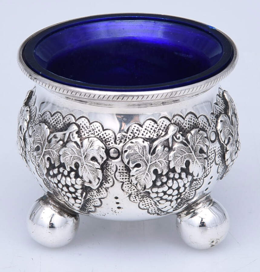 Sterling Hollowware Open Salt Master-W/Cobalt Liner by Unknown Manufacturer-1