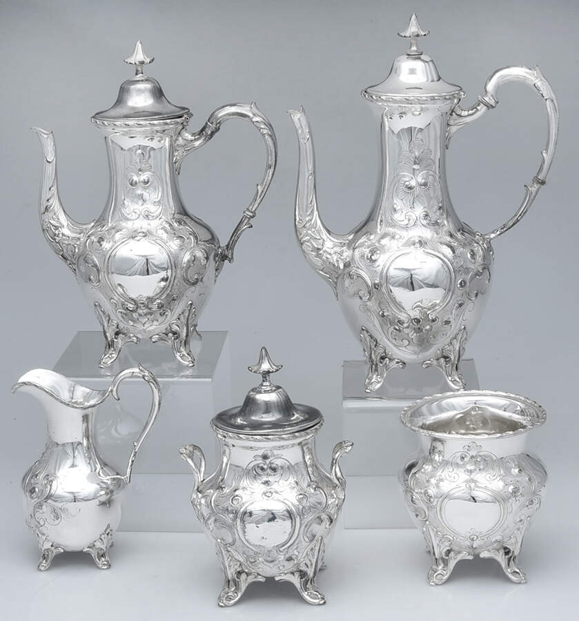 Silverplate Hollowware 5-Piece Plated Tea Set (with Waste) by Unknown Manufacturer-1