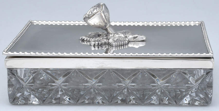 Silverplate Hollowware Vanity Box with Glass Base and Silverplate Lid by Unknown Manufacturer-1
