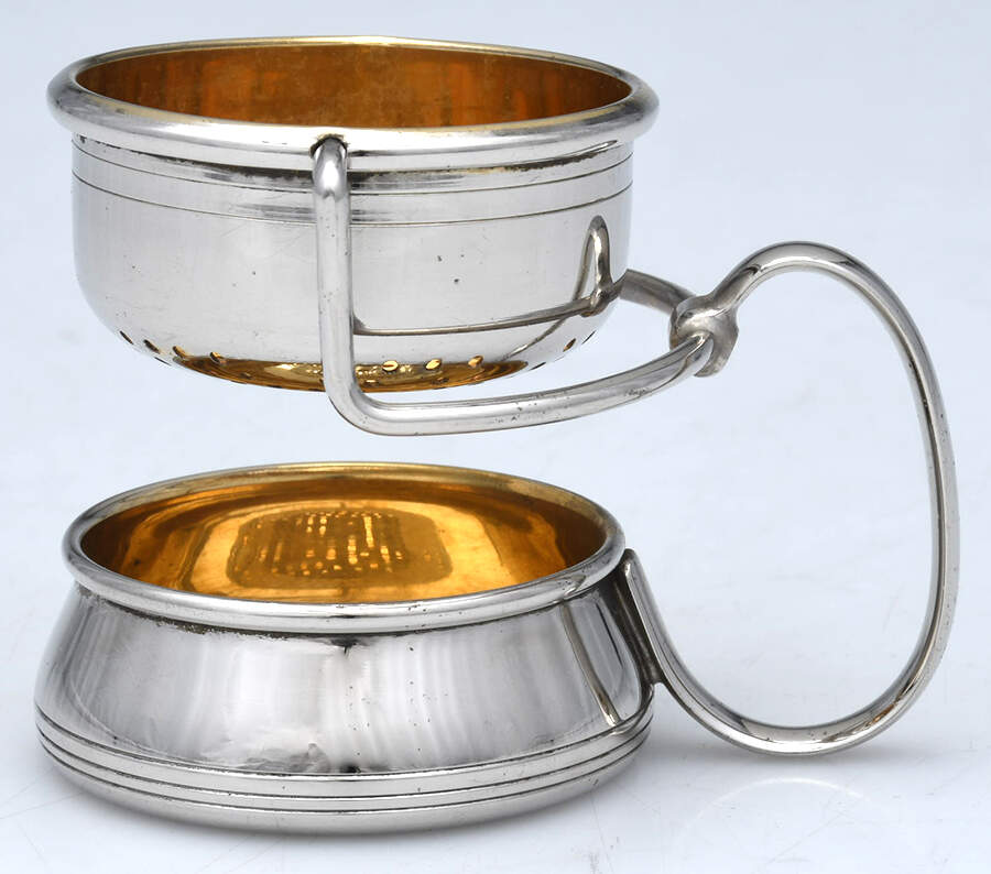 Silverplate Hollowware Tea Strainer Over Cup with Stand by Unknown Manufacturer-1