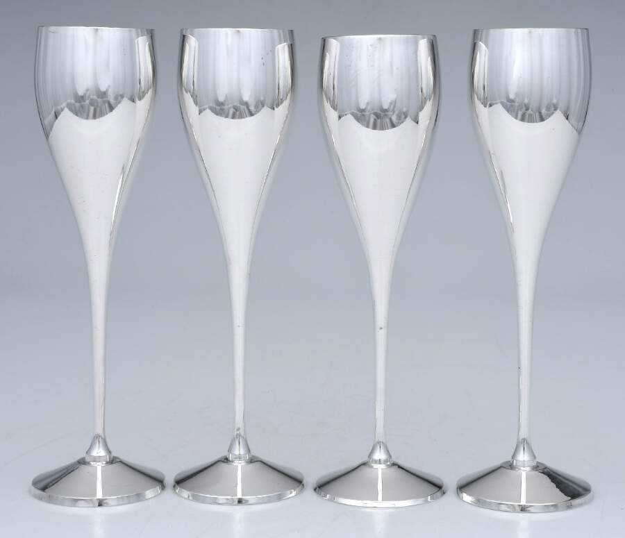 Silverplate Hollowware Champagne Flute - Set of 4 by Unknown Manufacturer-1