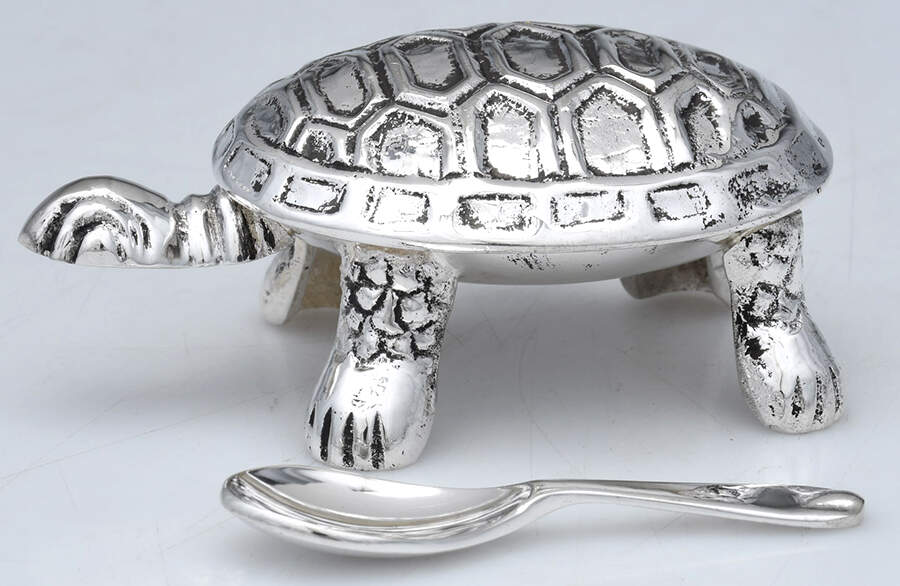 Silverplate Hollowware Master Salt with Hinged Lid & Spoon-No Liner by Unknown Manufacturer-1