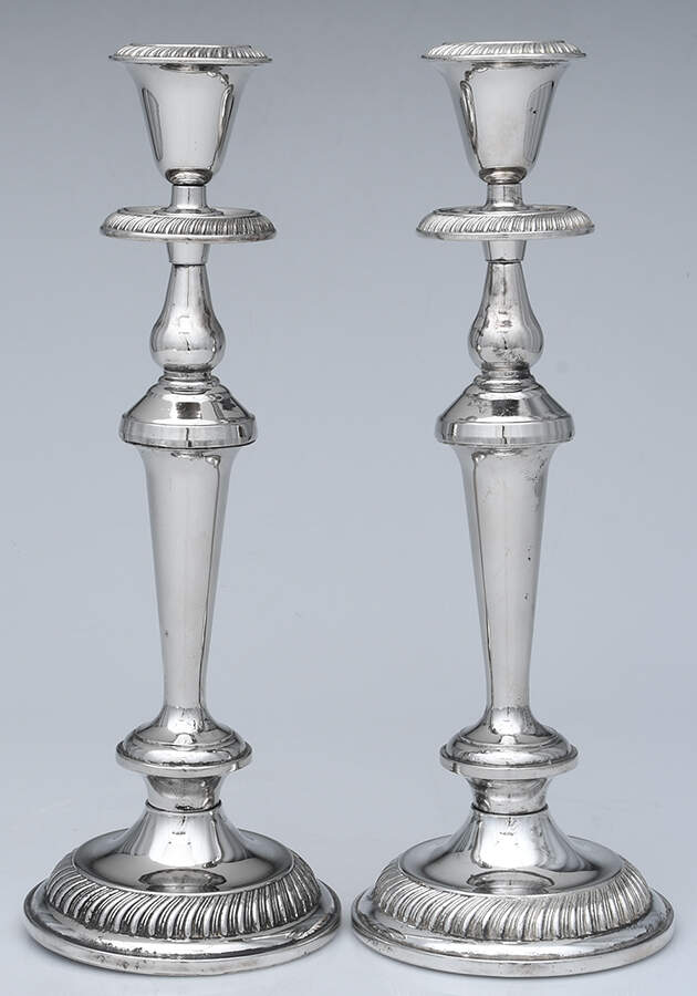 Silverplate Hollowware Pair of 11" Weighted Candlesticks by Unknown Manufacturer-1