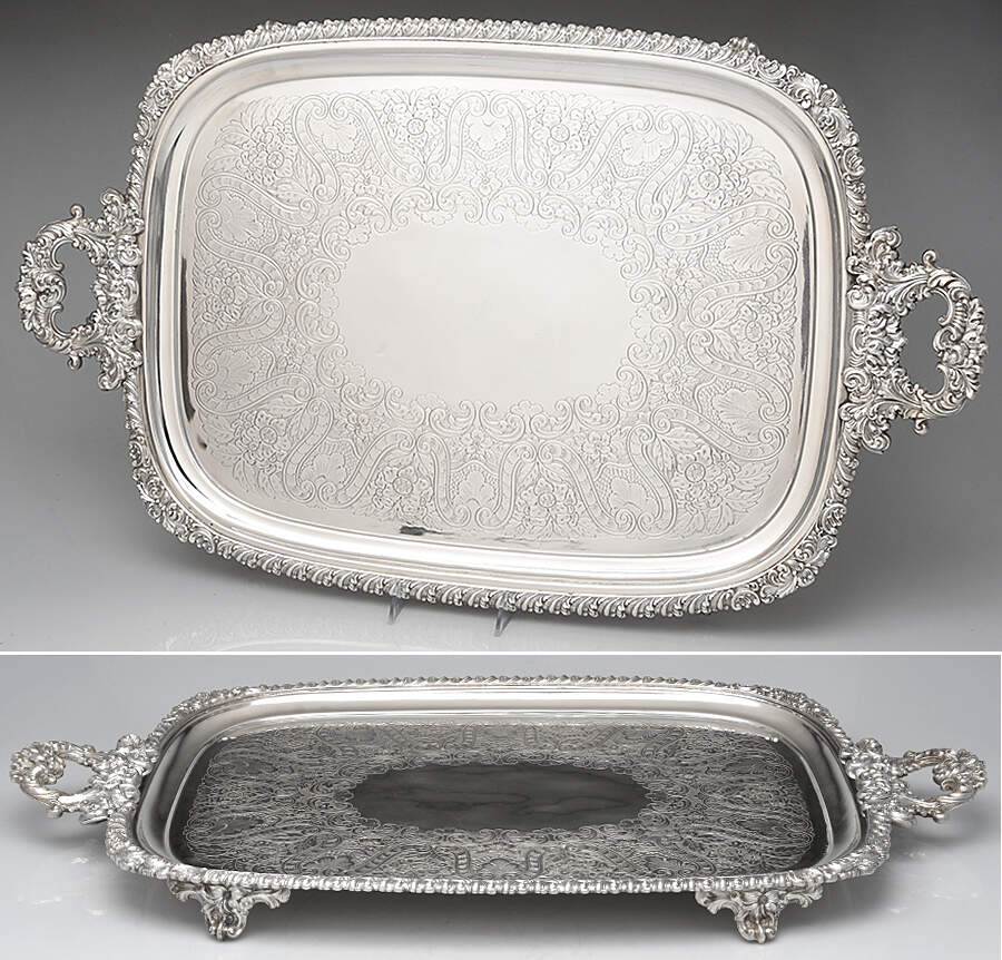 Silverplate Hollowware Large Footed Waiter Tray by Unknown Manufacturer-1