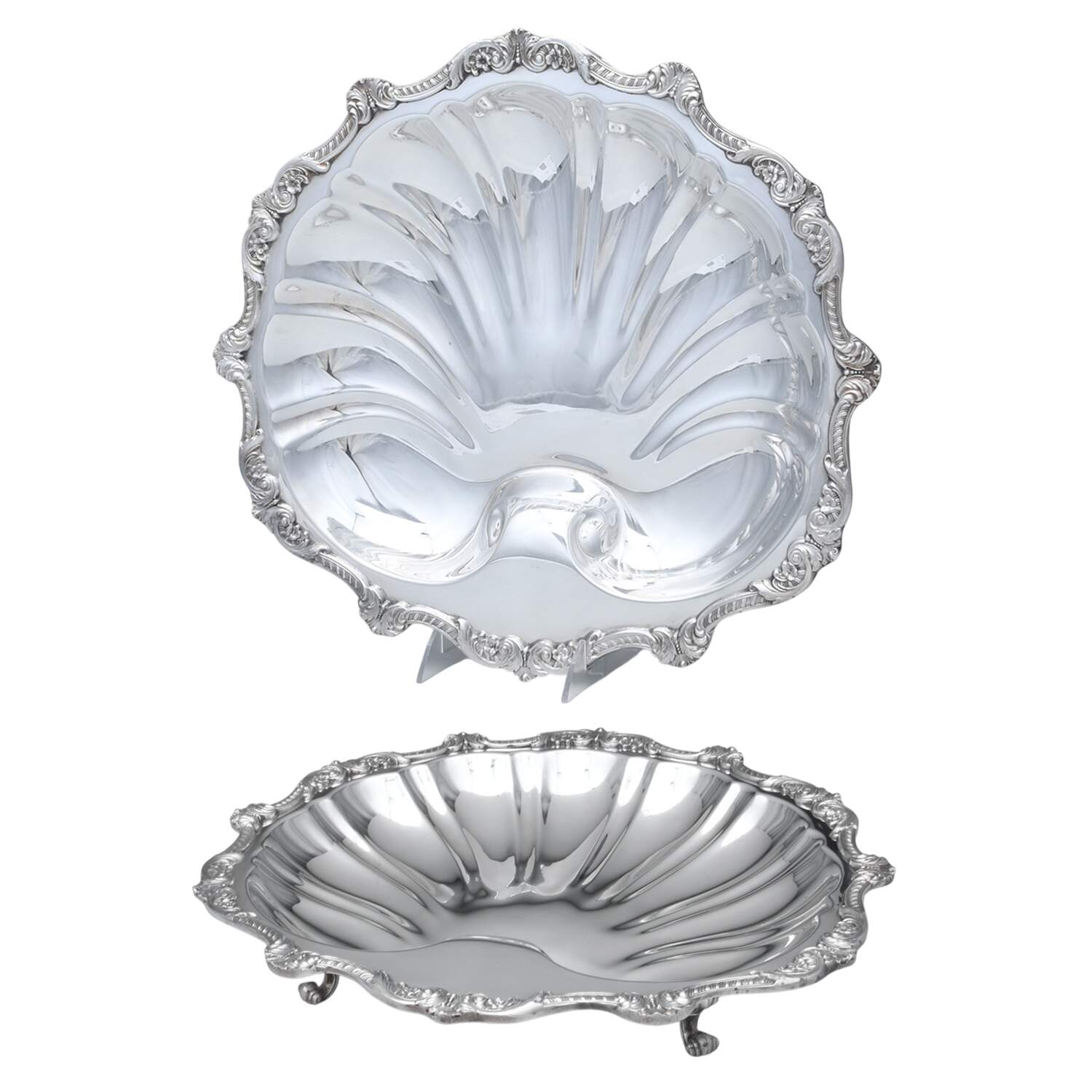 Silverplate Hollowware 14" 3 Toed Shell Shape Bowl by Unknown Manufacturer-1