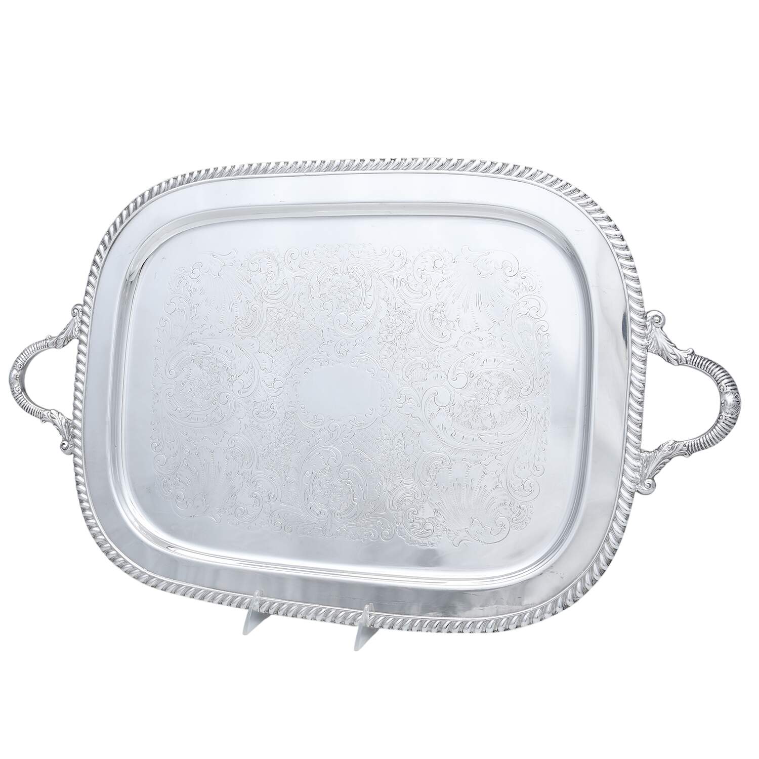 Silverplate Hollowware Footed Silverplate Waiter Tray by Unknown Manufacturer-1