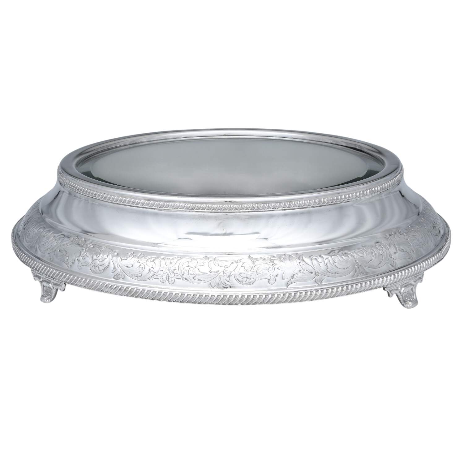 Silverplate Hollowware Plateau with Mirror Insert by Unknown Manufacturer-1