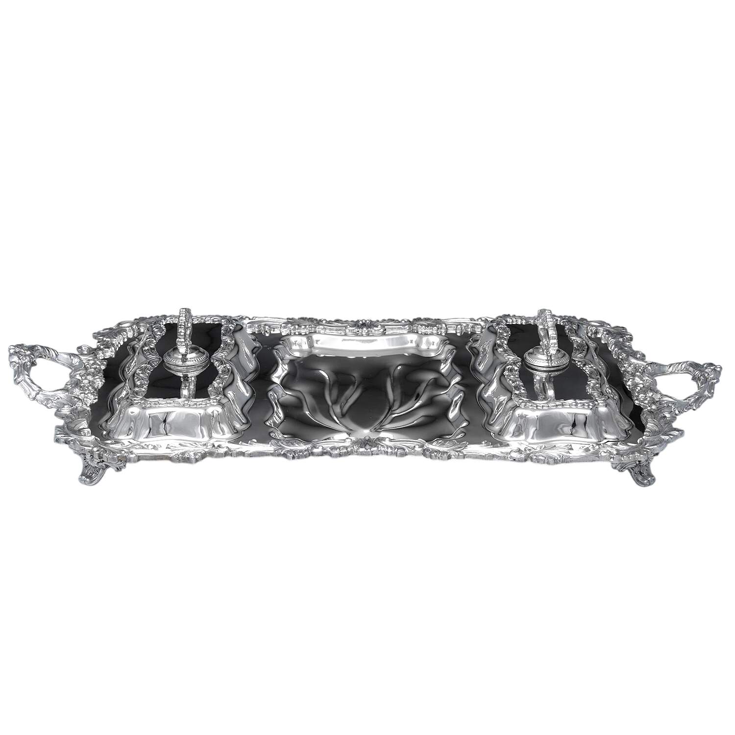 Silverplate Hollowware 3-Part Covered Platter with Well by Unknown Manufacturer-1
