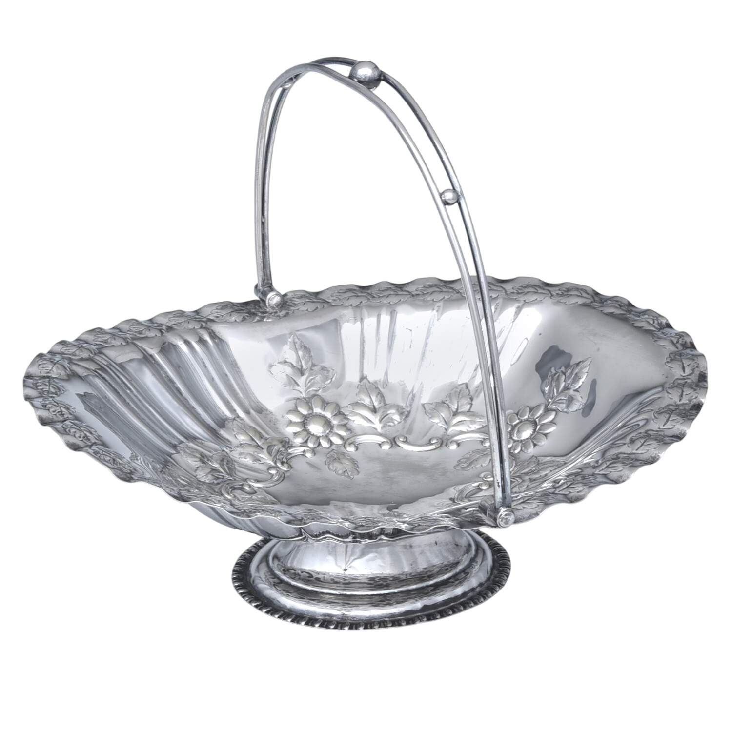 Silverplate Hollowware Oval Handled Pedestal Basket by Unknown Manufacturer-1