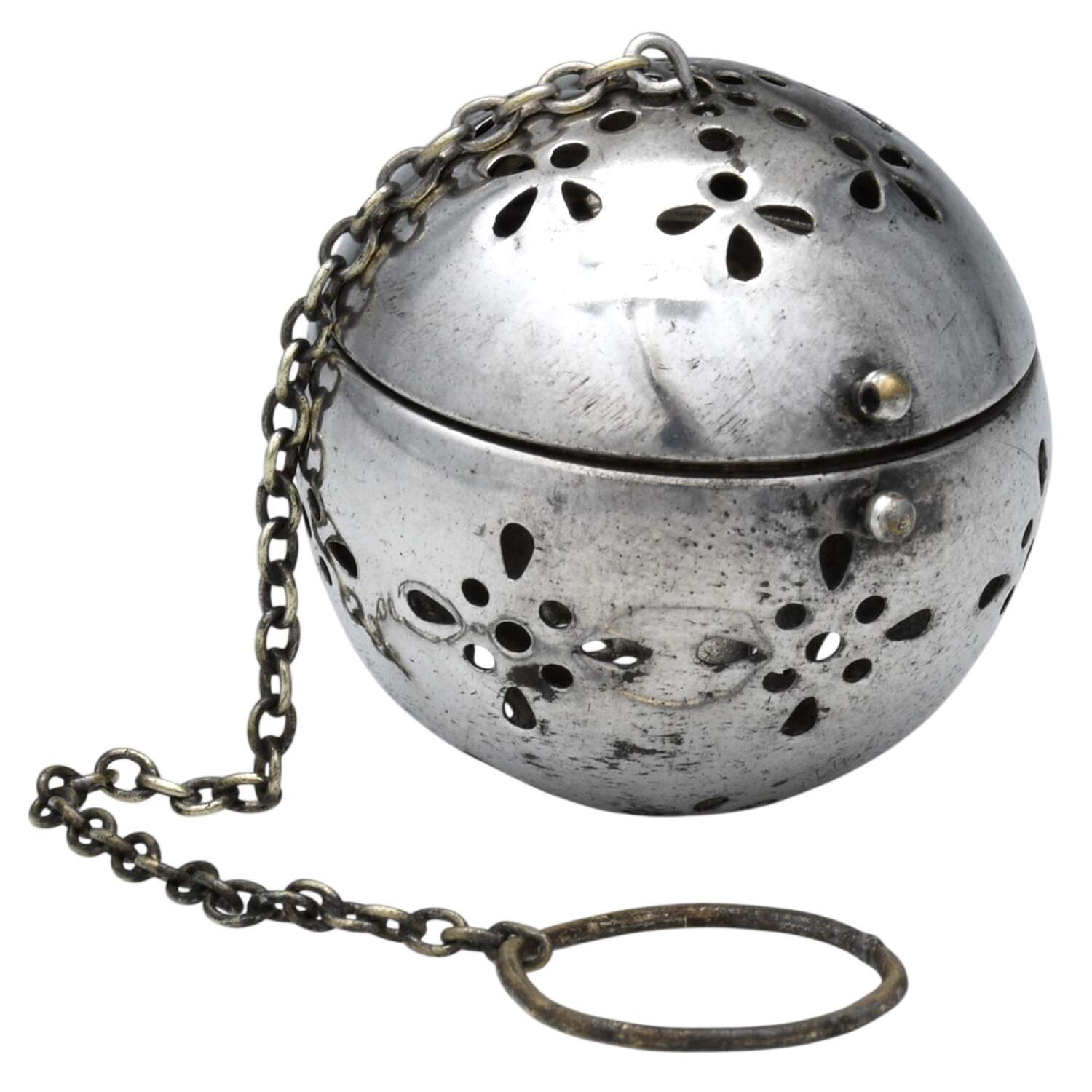 Silverplate Hollowware Tea Ball with Chain by Unknown Manufacturer-1