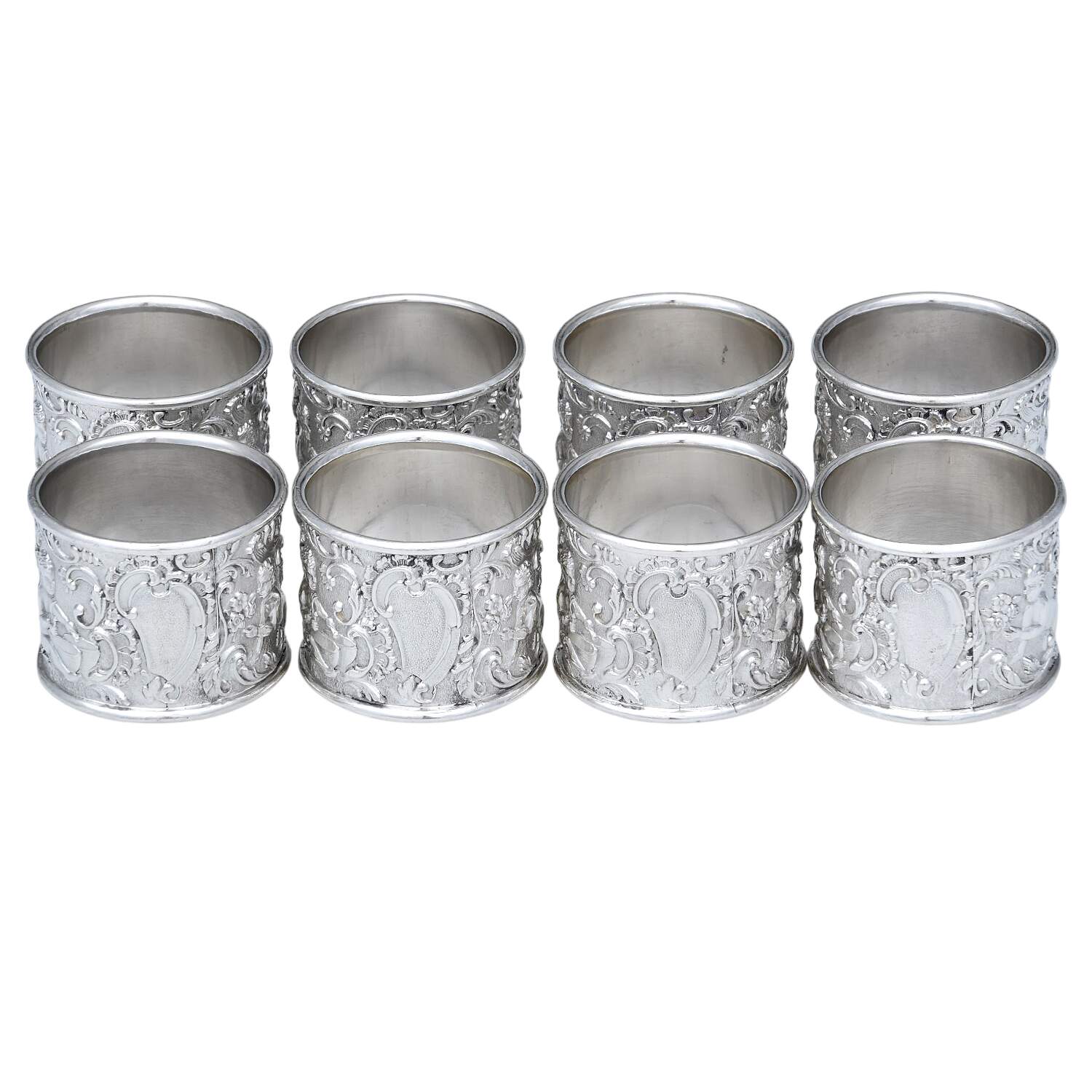 Silverplate Hollowware Napkin Ring - Set of 8 by Unknown Manufacturer-1