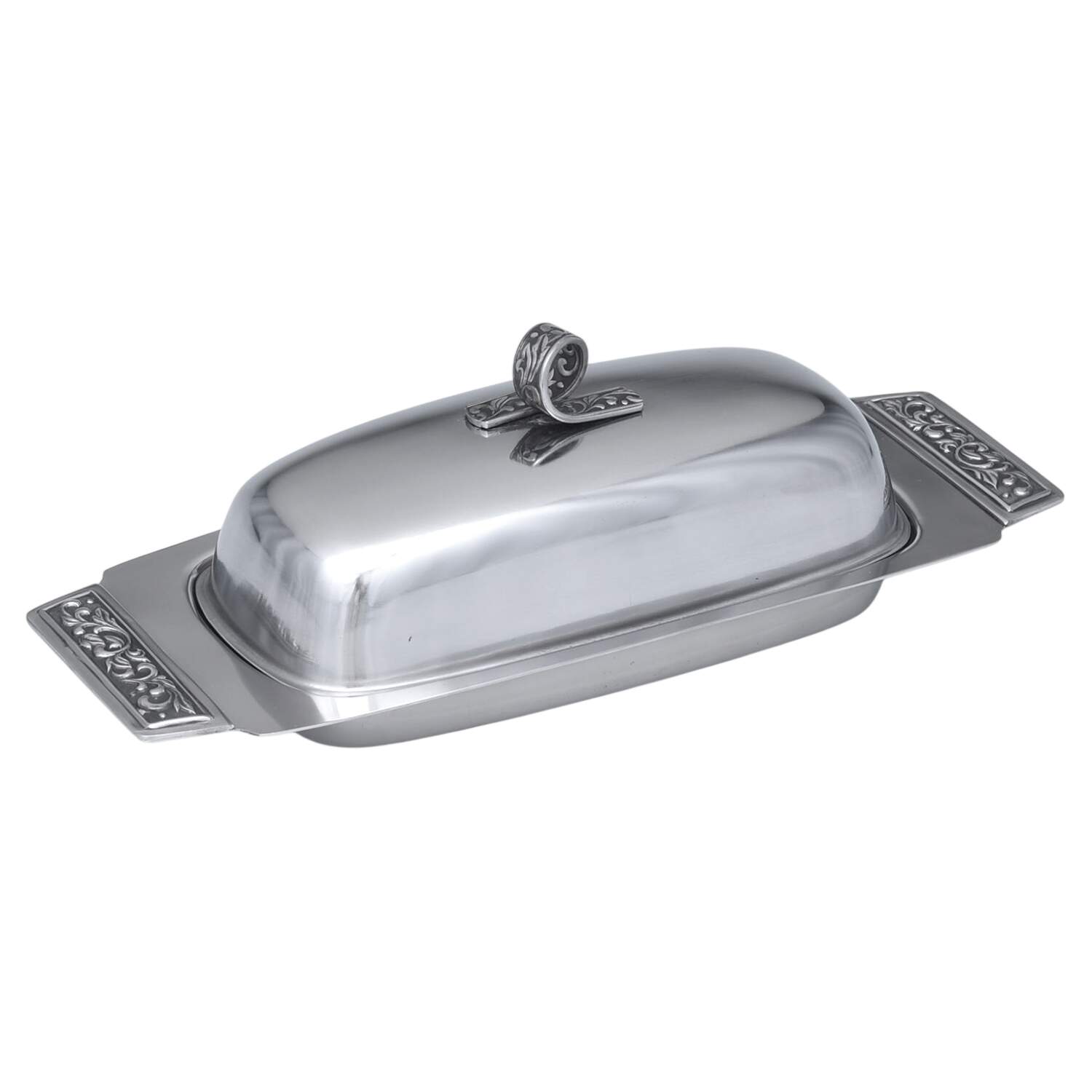 Stainless Hollowware 1/4 Pound Covered Butter Dish by Unknown Manufacturer-1