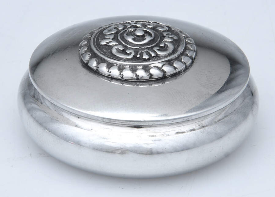 Pewter Hollowware Pill Box & Lid by Unknown Manufacturer-1