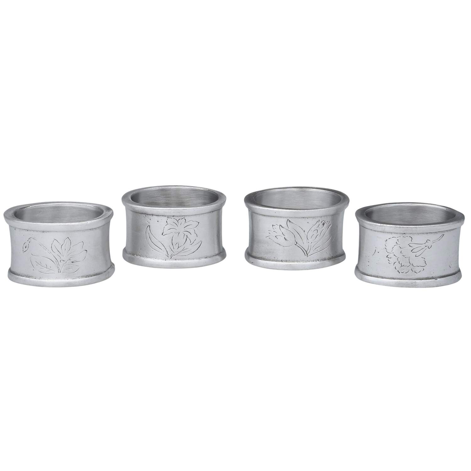 Pewter Hollowware Napkin Ring - Set of 4 by Unknown Manufacturer-1
