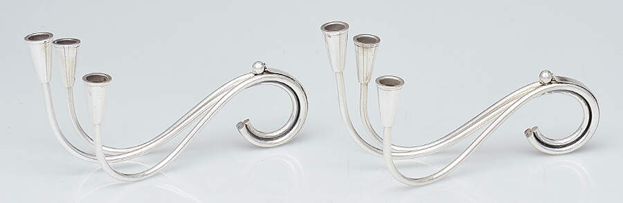 Denmark Silverplate Hollowware Set of 2 Taper Candleholder by Unknown Manufacturer-1