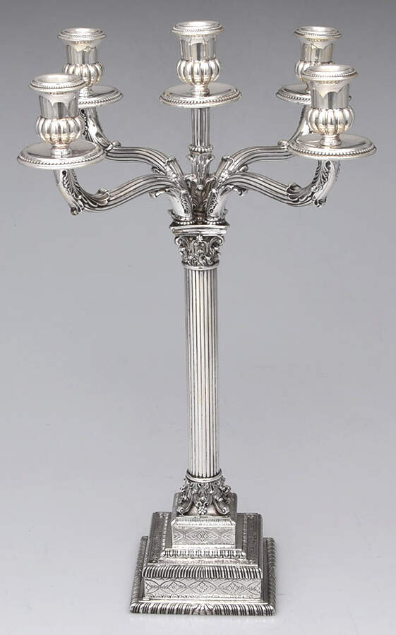 Italy Sterling Hollowware 5 Light Candelabra with Bobeche by Unknown Manufacturer-1