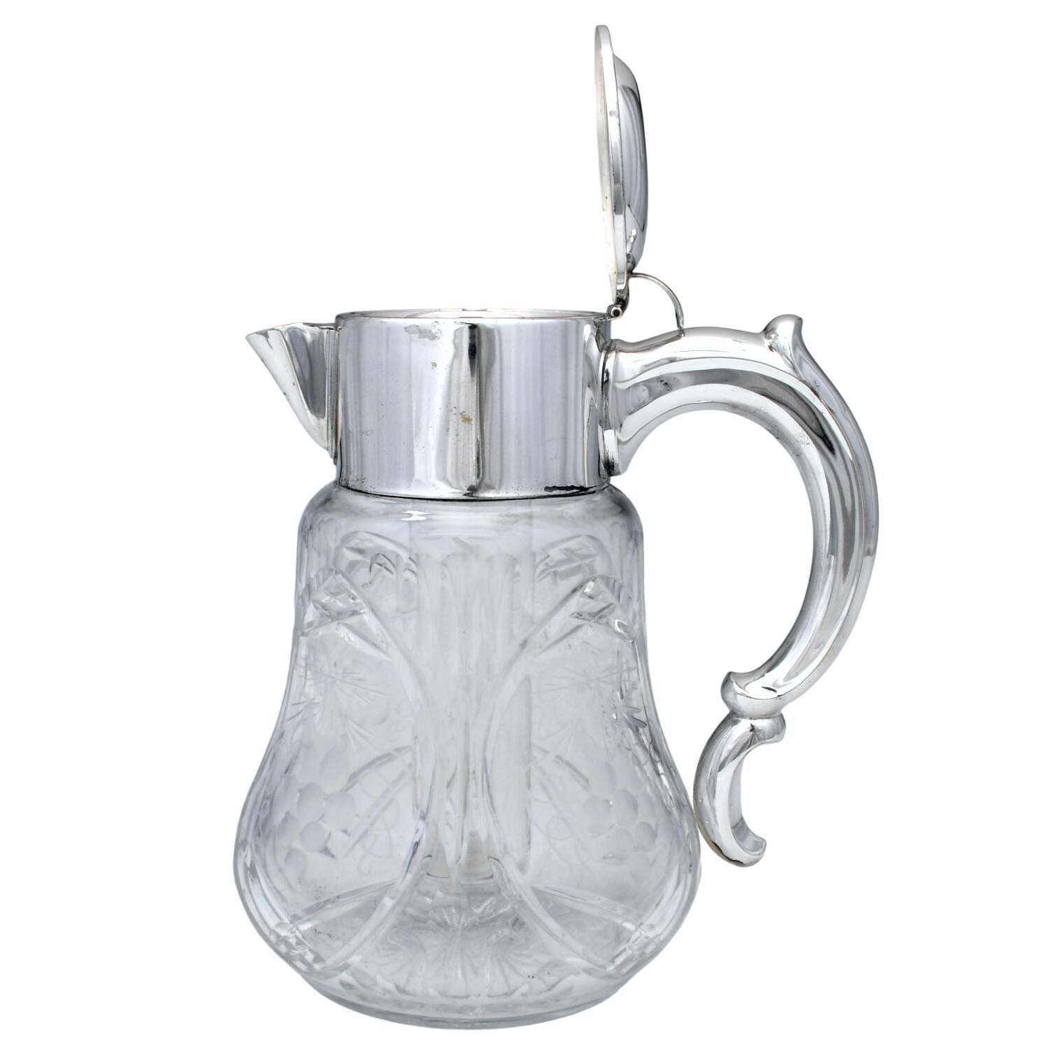 Germany Silverplate Hollowware Glass & Metal Pitcher with Ice Tube Insert by Unknown Manufacturer-4