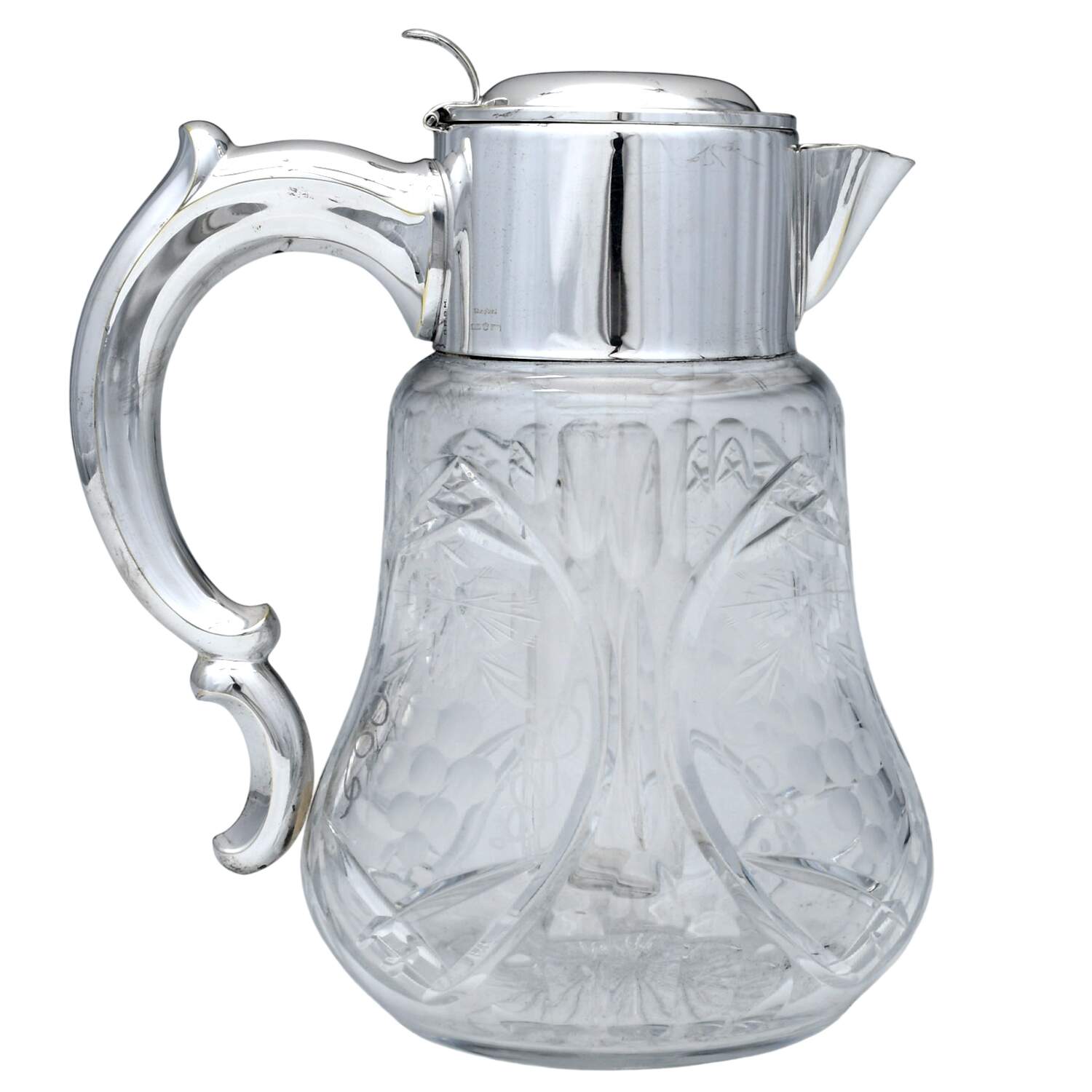 Germany Silverplate Hollowware Glass & Metal Pitcher with Ice Tube Insert by Unknown Manufacturer-2