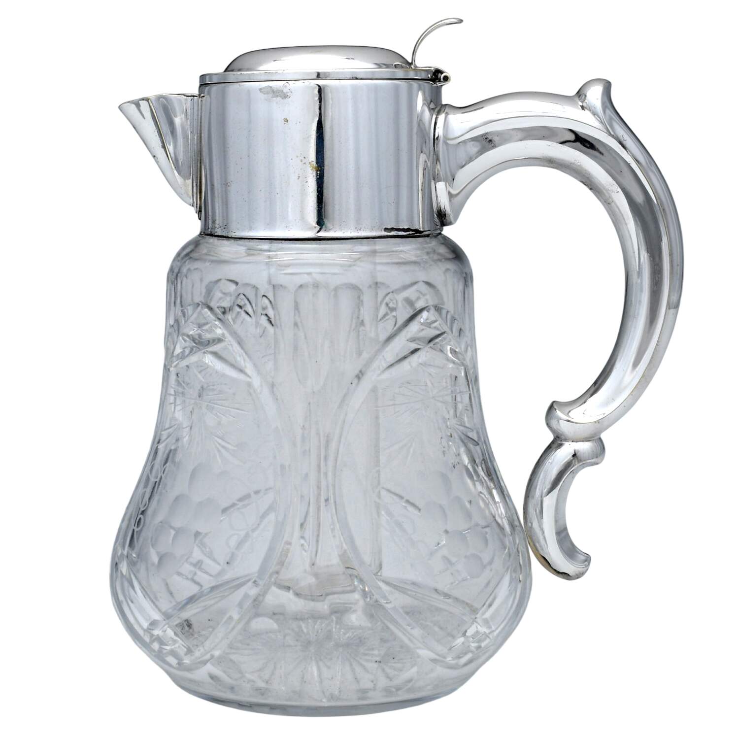 Germany Silverplate Hollowware Glass & Metal Pitcher with Ice Tube Insert by Unknown Manufacturer-1