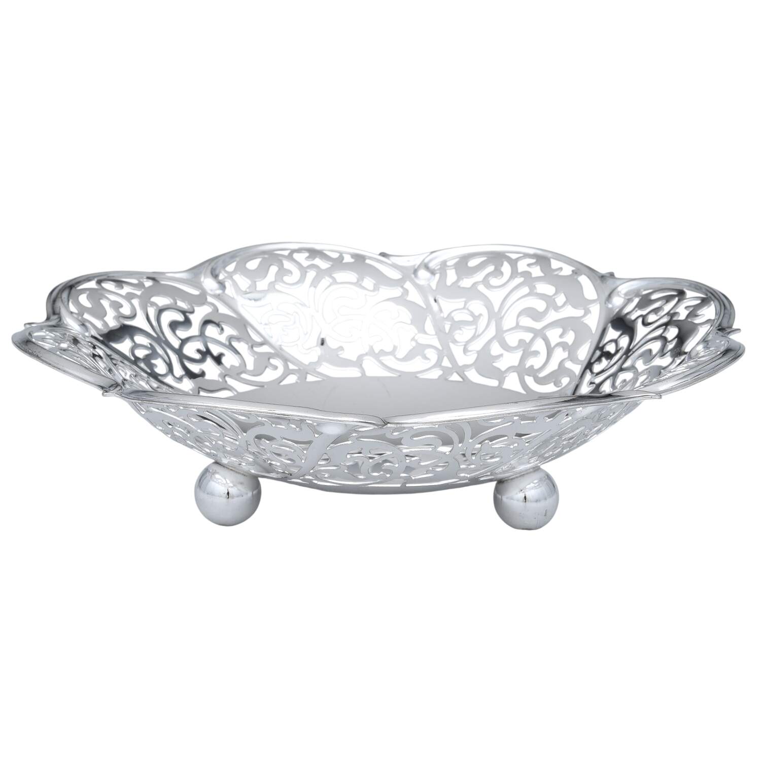 Germany Silverplate Hollowware 8" Pierced Bon Bon Bowl by Unknown Manufacturer-1