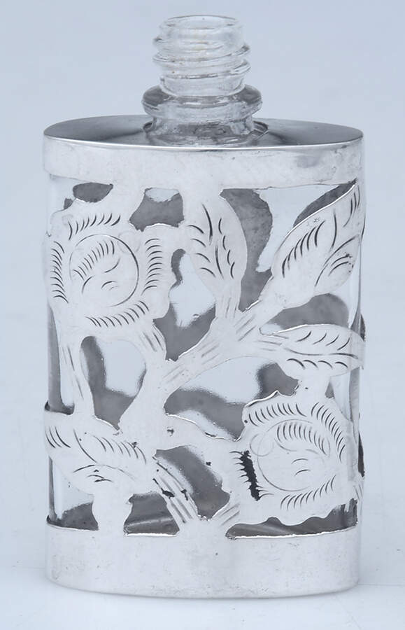 Mexico Sterling Hollowware Crystal Perfume Base with Sterling Overlay by Unknown Manufacturer-1