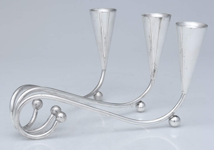 Mexico Sterling Hollowware Candleholder-Holds 3 Candles by Unknown Manufacturer-1