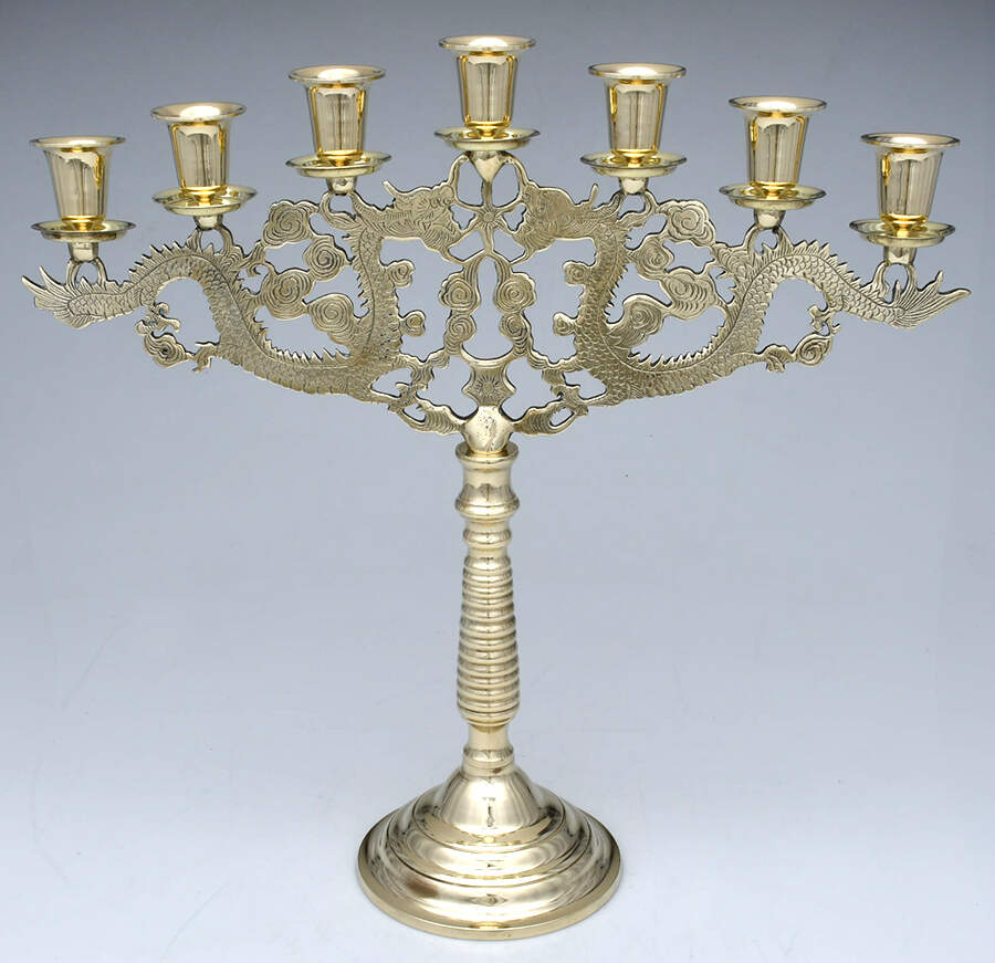 Brass Candlesticks 7 Light Candelabra by Unknown Manufacturer-1