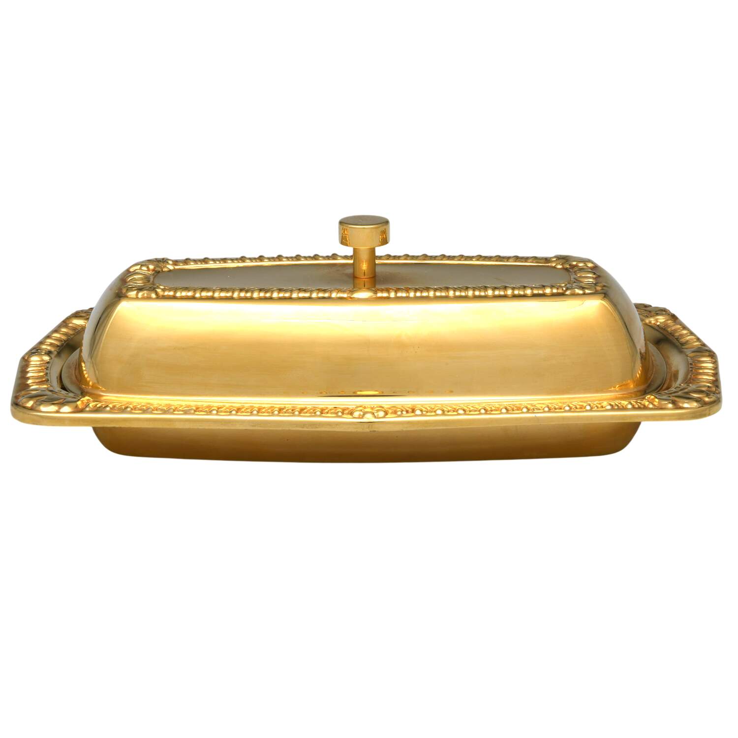 Gold Electroplate Hollowware 1/4 Pound Covered Butter Dish by Unknown Manufacturer-1
