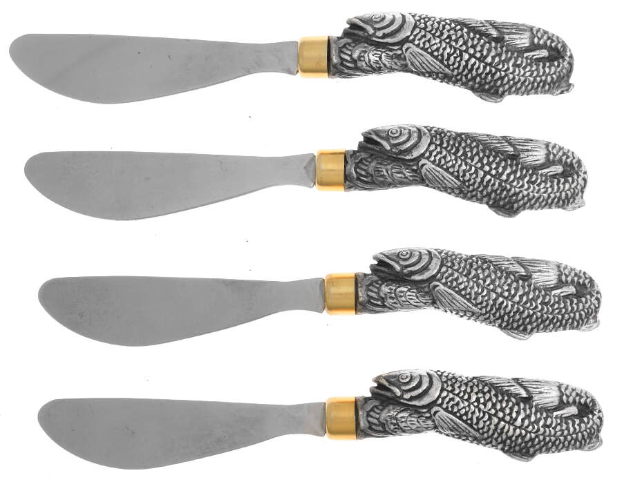 Aluminum Hollowware Individual Hors d'Oeuvre-Butter Knife Hollow Handle - Set of 4 by Unknown Manufacturer-1