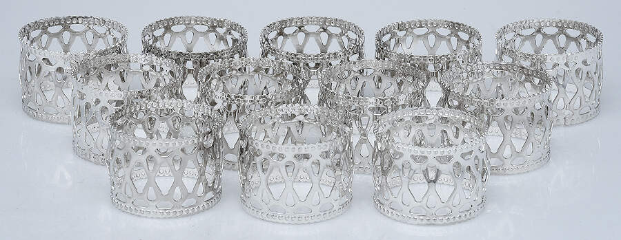 China Silverplate Hollowware Napkin Ring - Set of 12 by Unknown Manufacturer-1