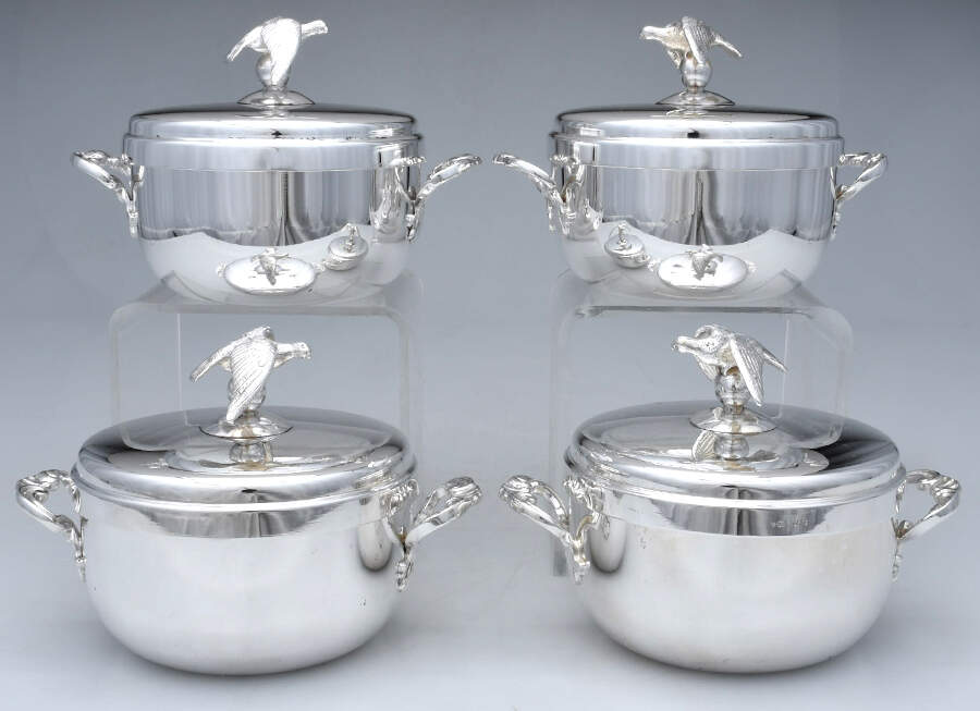 France Silverplate Hollowware Individual Casserole & Lid with Silverplate Liner - Set of 4 by Unknown Manufacturer-1