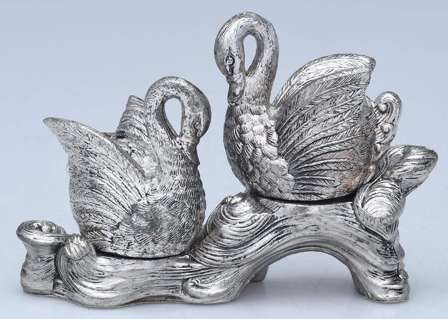 Japan Silverplate Hollowware Salt and Pepper Set with Stand by Unknown Manufacturer-1