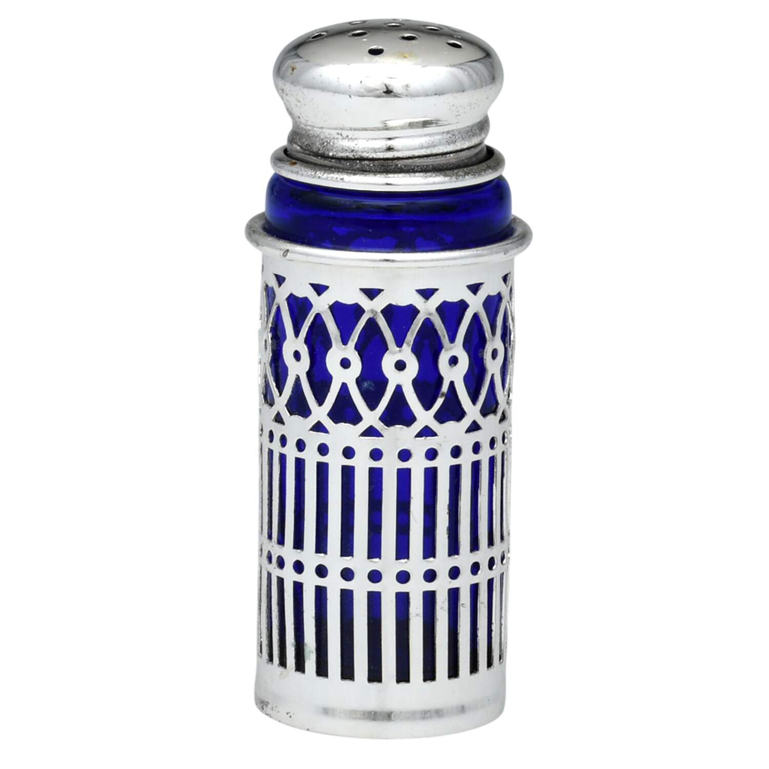 Japan Silverplate Hollowware Pepper Shaker W/Cobalt Liner by Unknown Manufacturer-1