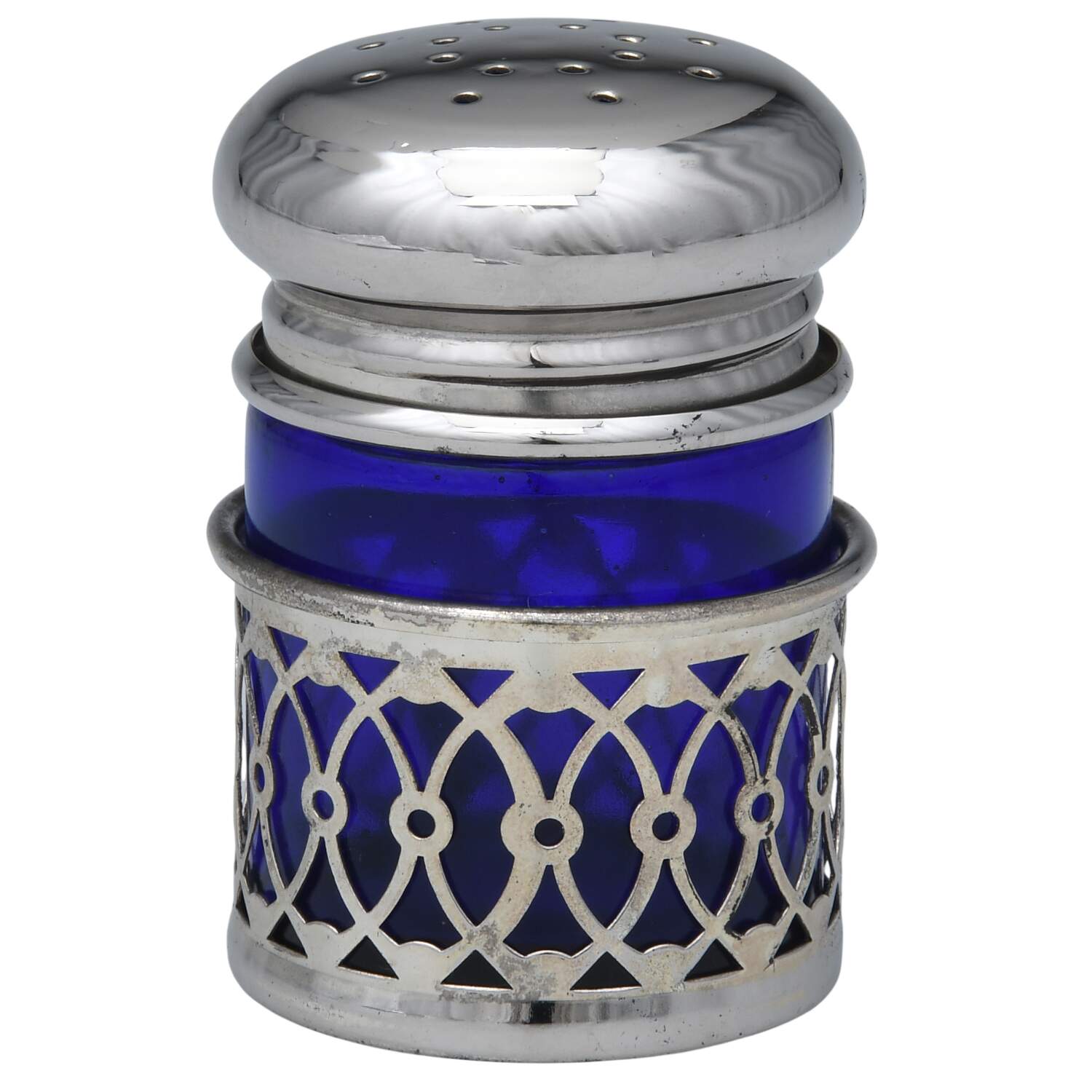Japan Silverplate Hollowware Pepper Shaker with Cobalt Liner by Unknown Manufacturer-1