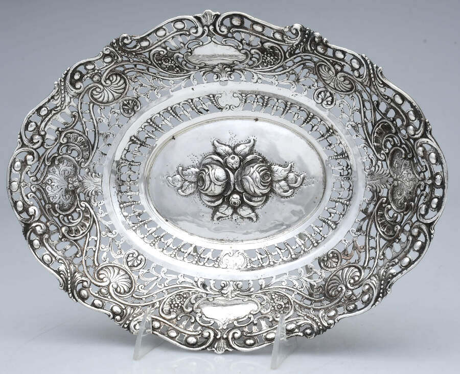 Belgium Sterling Hollowware Oval Pieced Basket by Unknown Manufacturer-1
