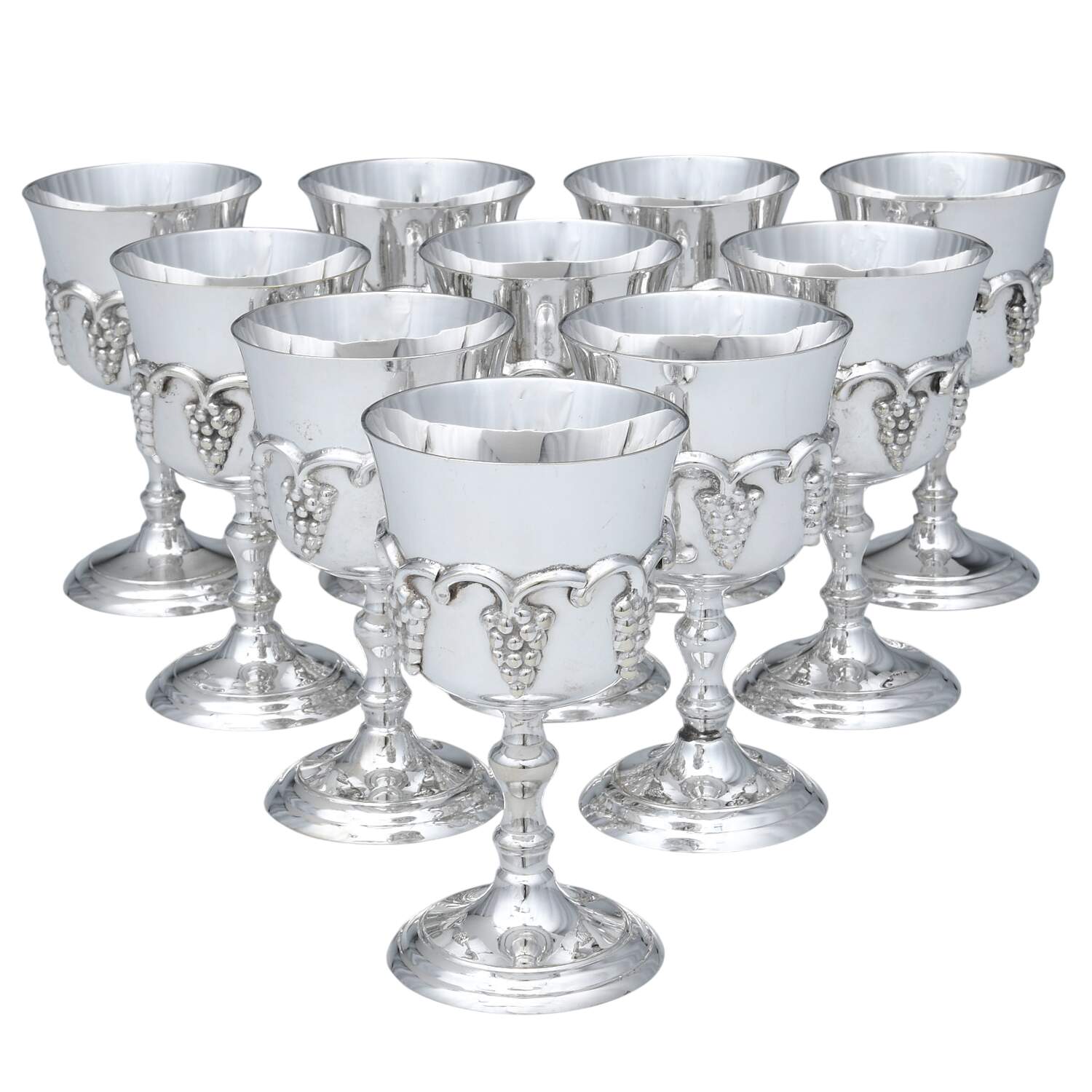 India Silverplate Hollowware-Plain Wine Goblet - Set of 10 by Unknown Manufacturer-1