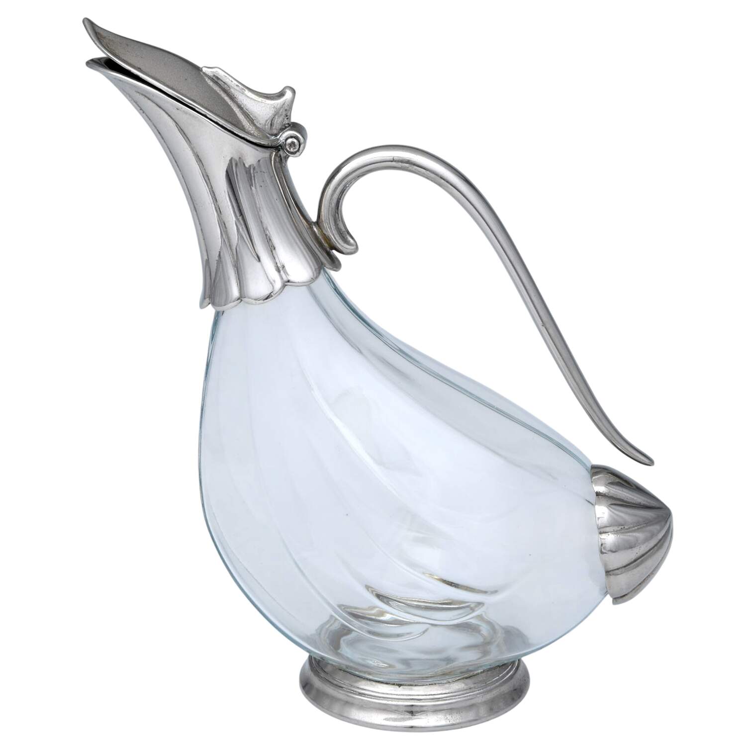 UNH32 (Silverplate, Hollowware) Silverplate Carafe w/Glass Body by Unknown Manufacturer-1